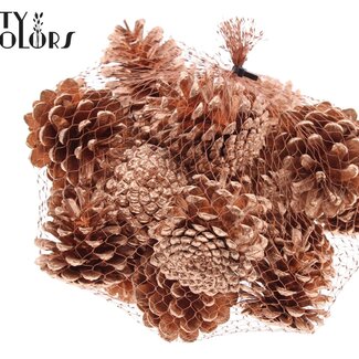 QC Dennenappels | Kleur: Koperkleurig | Gewicht 500 gram per net | Per 4 netten