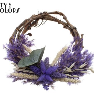 QC Traubenzweig Trockenblumenkranz "Velvet" | Farbe: Milky Candle | Durchmesser 20 Zentimeter | Pro 5 Kränze