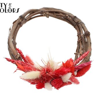 QC Grapevine Dried Flower Wreath "Ruby" | Colour: Red | Diameter 20 centimetres | Per 5 wreaths