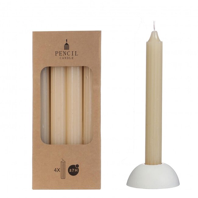Pencil Candle | Colour: Cream | Diameter 2.2 centimetres | Length 20 centimetres | Per 4 Candles