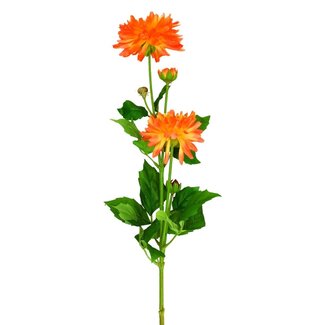 4A Dahlia Kunstbloem | Kleur: Oranje | Lengte ± 83 centimeter | Per 12 kunstbloemen