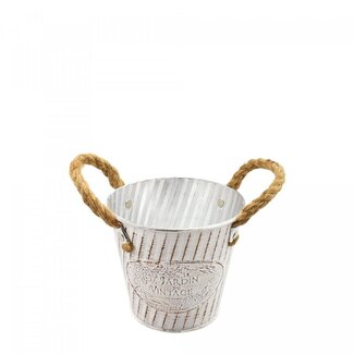 4A Zinken Bloempot Plantenpot “Beta” | Kleur: Crèmekleurig | Diameter 13 centimeter | Hoogte 12.5 centimeter | Per 12 bloempotten