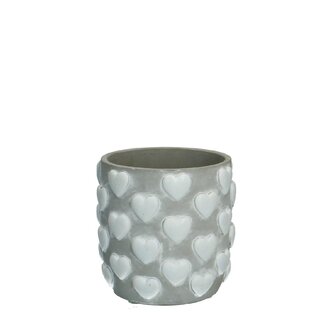 4A Céramique Pot de fleurs Pot de plantes Décoration Cœur | Couleur : Blanc Naturel | Diamètre 10 centimètres | Hauteur 11 centimètres | Par 6 cœurs
