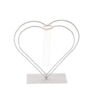 4A Heart with Glass Tube Vase | Colour: Natural White | Length 15 centimetres | Width 8 centimetres | Height 23 centimetres | Per 4 hearts