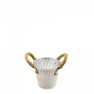 4A Pot de fleurs en zinc "Beta" | Couleur : Crème | Diamètre 10 centimètres | Hauteur 10 centimètres | Par 12 pots de fleurs