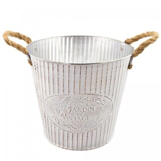 4A Pot de fleurs en zinc "Beta" | Couleur : Crème | Diamètre 22 centimètres | Hauteur 20,5 centimètres | Par 12 pots de fleurs