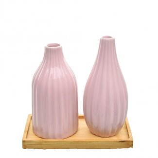 4A Tray with 2 Vases | Colour: Pink | Length 15 centimetres | Width 9 centimetres | Height 16 centimetres | Per set