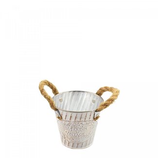 4A Pot de fleurs en zinc "Beta" | Couleur : Crème | Diamètre 11,5 centimètres | Hauteur 10 centimètres | Par 12 pots de fleurs