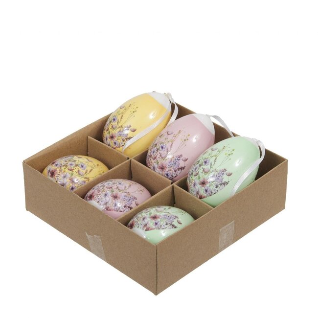 Ei Decoratie Assortiment | Kleur: Gemengde Kleuren | Diameter 6 centimeter | Per 6 eieren