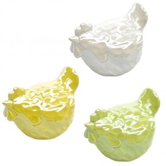 4A Décoration Poule en Céramique | Couleur : Couleurs Mélangées | Diamètre 7 centimètres | Hauteur 9,5 centimètres | Par 12 poules