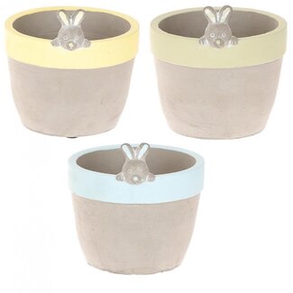 4A Keramiek Konijn Bloempot Plantenpot | Kleur: Gemengde Kleuren | Diameter 11 centimeter | Hoogte 11.5 centimeter | Per 9 potten