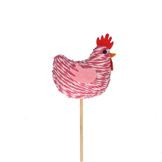 4A Huhn-Stecker | Farbe: Rosa | Länge des Huhns 6,5 Zentimeter | Länge des Steckers ± 50 Zentimeter | Pro 25 Stecker