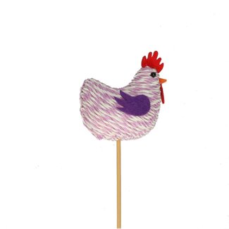 4A Poulet Décoratif | Couleur : Lilas | Longueur du poulet 6,5 centimètres | Longueur du bâtonnet ± 50 centimètres | Par 25 bâtonnets