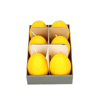 4A Ei Kerze | Farbe: Gelb | Durchmesser 6 Zentimeter | Höhe 9 Zentimeter | Pro 6 Kerzen