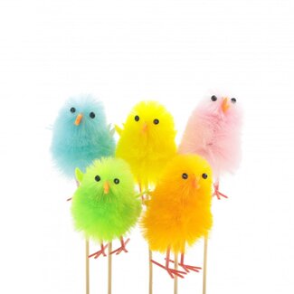 4A Küken-Stecker | Farbe: Gemischte Farben | Länge des Kükens 8 Zentimeter | Länge des Steckers ± 50 Zentimeter | Pro 25 Stecker