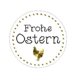 4A Stickers “Frohe Ostern” | Kleur: Naturelle Wit | Diameter 39 millimeter | Per 500 stickers