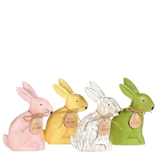 4A Décoration Lapin | Couleur : Couleurs Mixtes | Longueur 17 centimètres | Largeur 6,5 centimètres | Hauteur 27 centimètres | Par 4 lapins