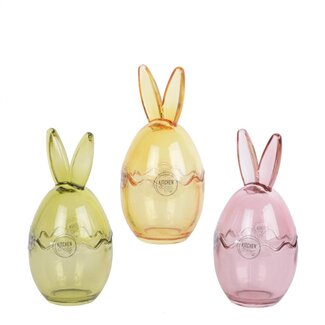 4A Lapin en verre avec couvercle | Couleur : Couleurs mélangées | Diamètre 8 centimètres | Hauteur 17 centimètres | Par 12 pièces
