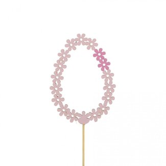 4A Ei Bijsteker “Floral” | Kleur: Roze | Diameter ei 7.5 centimeter | Lengte bijsteker ± 50 centimeter | Per 25 bijstekers