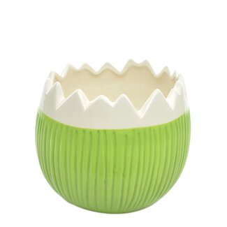 4A Keramik Ei Blumentopf Pflanztopf | Farbe: Grün | Durchmesser 15 Zentimeter | Höhe 12,5 Zentimeter | Pro 6 Töpfe