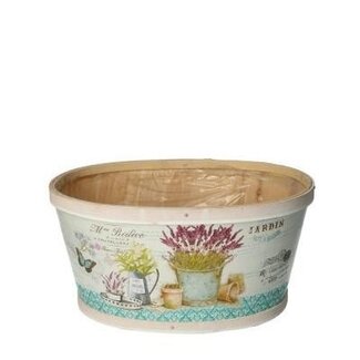 4A Pot de fleurs en bois "Lavande" | Couleur : Bleu clair | Longueur 22 centimètres | Largeur 18 centimètres | Hauteur 11 centimètres | Par 10 jardinières