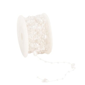 4A Parelslinger Draad met Hartjes | Kleur: Naturelle Wit | Diameter Hart 10 millimeter | Lengte 10 meter | Per parelslinger