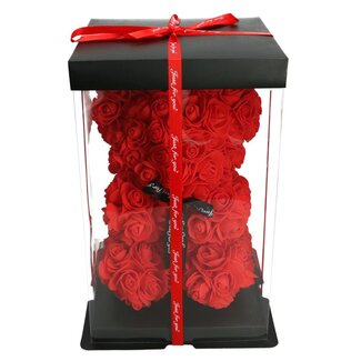 4A Ours en mousse Roses | Couleur : Rouge | Hauteur 28 centimètres | Par ours