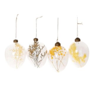 4A Glazen Ei Hanger | Kleur: Geel | Lengte 6.5 centimeter | Breedte 5 centimeter | Per 12 hangers