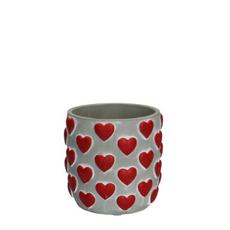 4A Ceramic Flowerpot Plant Pot with Hearts | Colour: Red | Diameter 10 centimetres | Height 11 centimetres | Per 6 pots