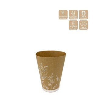 4A Potcover Muguet Lelietje-van-Dalen “Eureka” | Kleur: Bruin Wit | Breedte 11 centimeter | Hoogte 12.5 centimeter | Per 25 potcovers