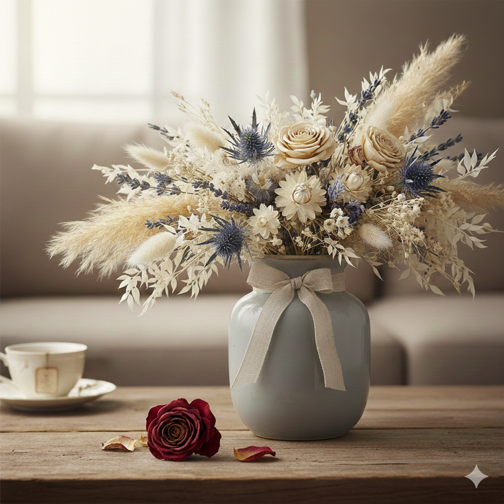 Abschied eines geliebten Menschen: Eine bleibende Erinnerung mit tröstenden Trockenblumen und Symbolik | MyFlowers.shop