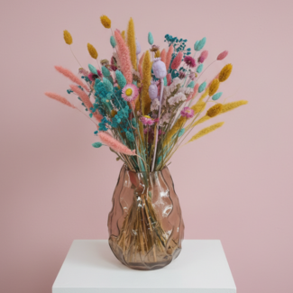 MyFlowers Bouquet de fleurs séchées Happy String | Longueur ± 55 centimètres | Avec des fleurs séchées fraîches aux couleurs pastel