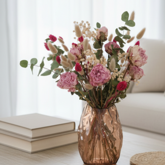MyFlowers Bouquet of dried flowers Zara | Length ± 55 centimetres | Including eucalyptus and pink peonies