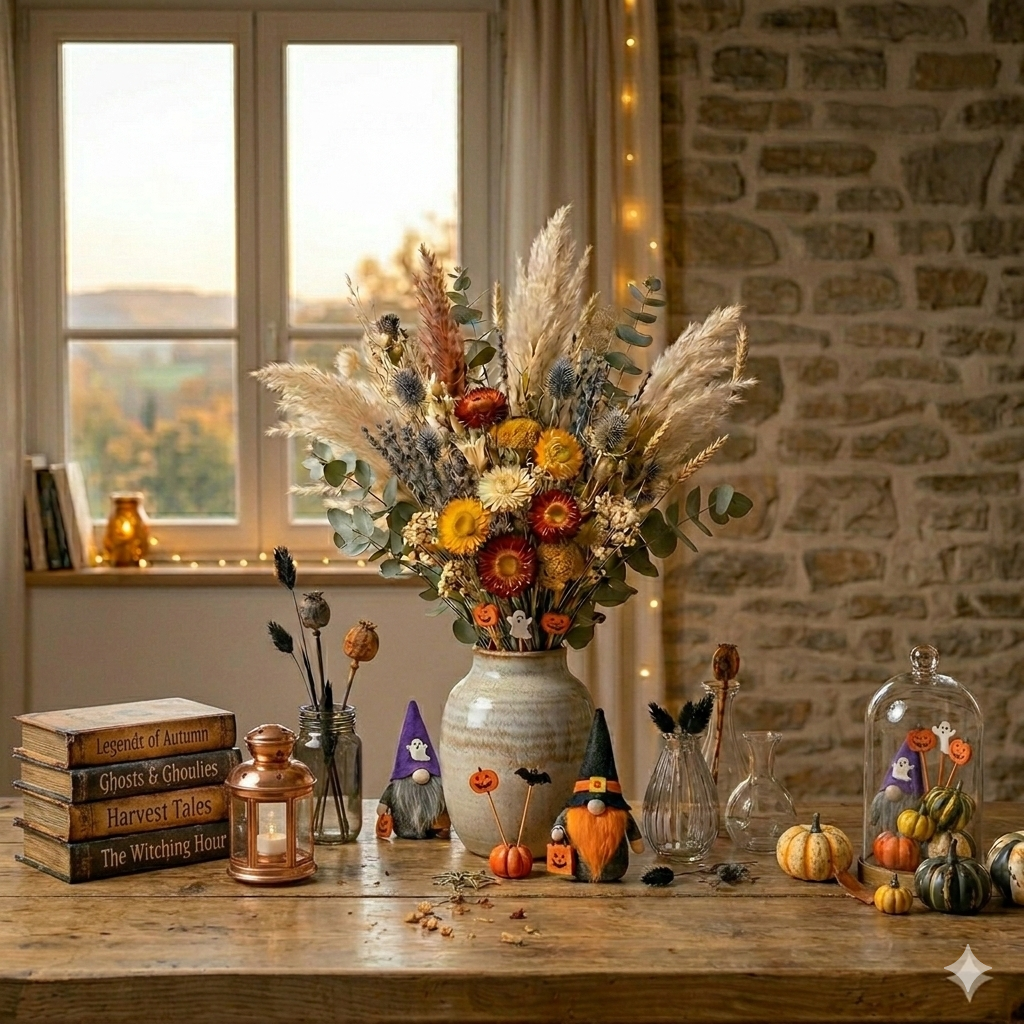  Halloween: Creëer een sfeervol en mysterieus interieur met droogbloemen en decoratie | MyFlowers.shop