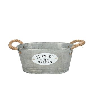 4A Zinc Tray Flowerpot Plant Pot “Garden” | Colour: Grey | Length 24 centimetres | Width 15 centimetres | Height 10 centimetres | Per 10 trays