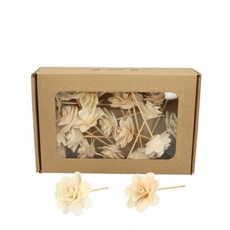 4A Decorative Rose Pick on Stick | Colour: White Cream | Rose diameter 6 centimetres | Pick length ± 10 centimetres | Per 23 picks