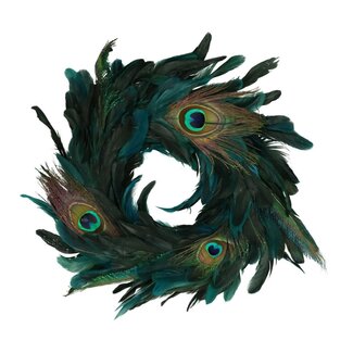 4A Couronne de Plumes de Paon | Couleur : Bleu Vert | Diamètre 25 centimètres | Par couronne