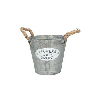 4A Zinken Bloempot Plantenpot “Garden” | Kleur: Grijs | Diameter 16 centimeter | Hoogte 14 centimeter | Per 10 bloempotten