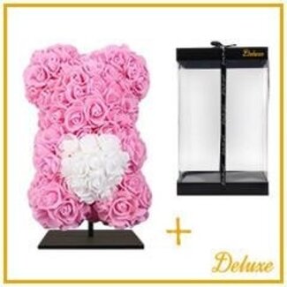 4A Beer van Foam Rozen met Hart | Kleur: Lichtroze | Hoogte 25 centimeter | inclusief standaard | Per beer