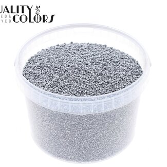 QC Feine Steine in Wiederverwendbarem Eimer | Farbe: Silberfarben | Durchmesser 4 - 6 Millimeter | Inhalt 3 Liter | Pro Eimer