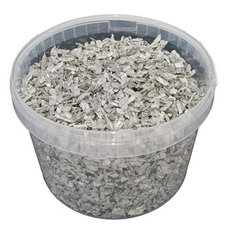 QC Houtsnippers in Herbruikbare Emmer | Kleur: Platinakleurig | Diameter 5 - 8 millimeter | Inhoud 3 liter | Per emmer
