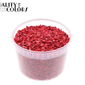 QC Houtsnippers in Herbruikbare Emmer | Kleur: Rood | Diameter 5 - 8 millimeter | Inhoud 3 liter | Per emmer