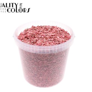 QC Holzschnitzel in Wiederverwendbarem Eimer | Farbe: Frosted Rosa | Durchmesser 5 - 8 Millimeter | Inhalt 10 Liter | Pro Eimer