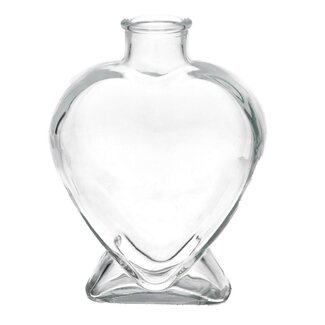 4A Glasflaschenvase Herzform „Lovely“ | Farbe: Transparent | Durchmesser 3 - 14 Zentimeter | Breite 6 Zentimeter | Höhe 18 Zentimeter | Pro 6 Vasen
