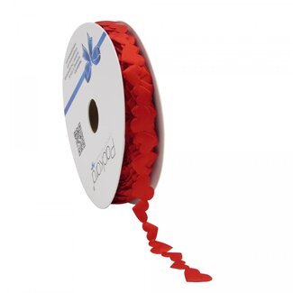 4A Hartjes Lint “Cute Hearts” | Kleur: Rood | Breedte 15 millimeter | Lengte 18 meter | Per rol