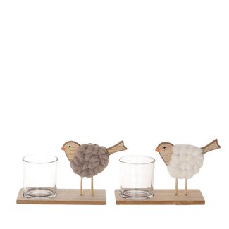 4A Porte-bougie Oiseau | Couleur : Couleurs Mélangées | Longueur 20 centimètres | Largeur 8 centimètres | Hauteur 12 centimètres | Par 16 porte-bougies