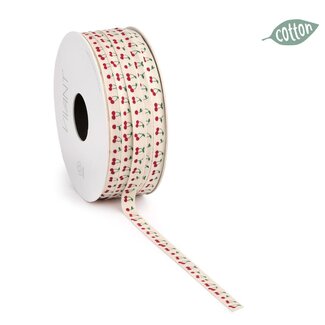 4A Lint “Cherry” | Kleur: Roze en Wit | Breedte 8 millimeter | Lengte 25 meter | Per rol