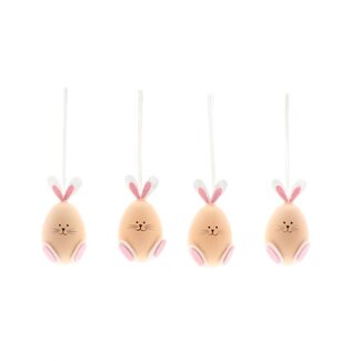 4A Decoration Hanging Egg and Rabbit | Colour: Beige | Length 6 centimetres | Per 24 hangers