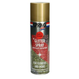 4A Peinture en spray "Glitter" | Couleur : Doré | Contenu 300 millilitres | Spring Pro Florist Deco Spray | Par aérosol