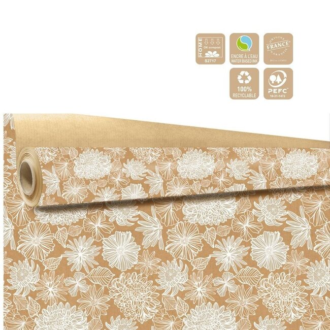 Papier op rol “Salomé” | Kleur: Gemengde Kleuren Naturelle Wit | Breedte 80 centimeter | Lengte 40 meter | 60 gram/m2 | Per rol